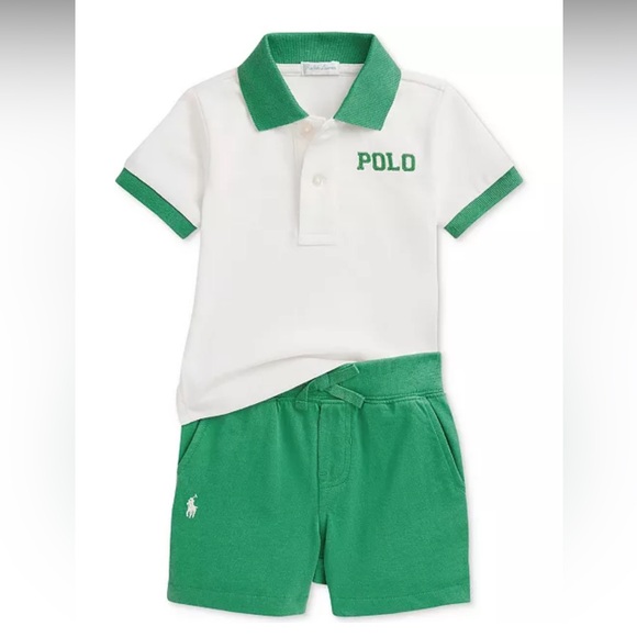 Polo by Ralph Lauren Kids White and Green Polo Shirt - Picture 2 of 11